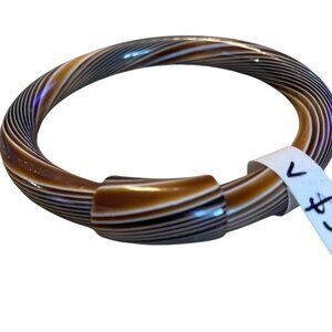 Vintage Brown & Black Swirled Lucite Bangle Bracelet